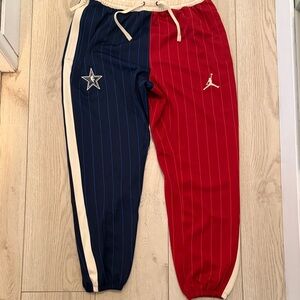 Jordan NBA All-Star Red and Navy Split Pinstripe Joggers